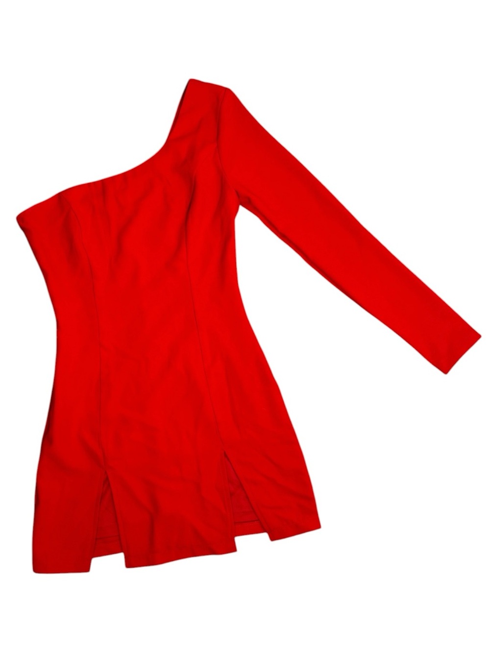 Superdown Rosalie One Shoulder Double Slit Mini Dress Red